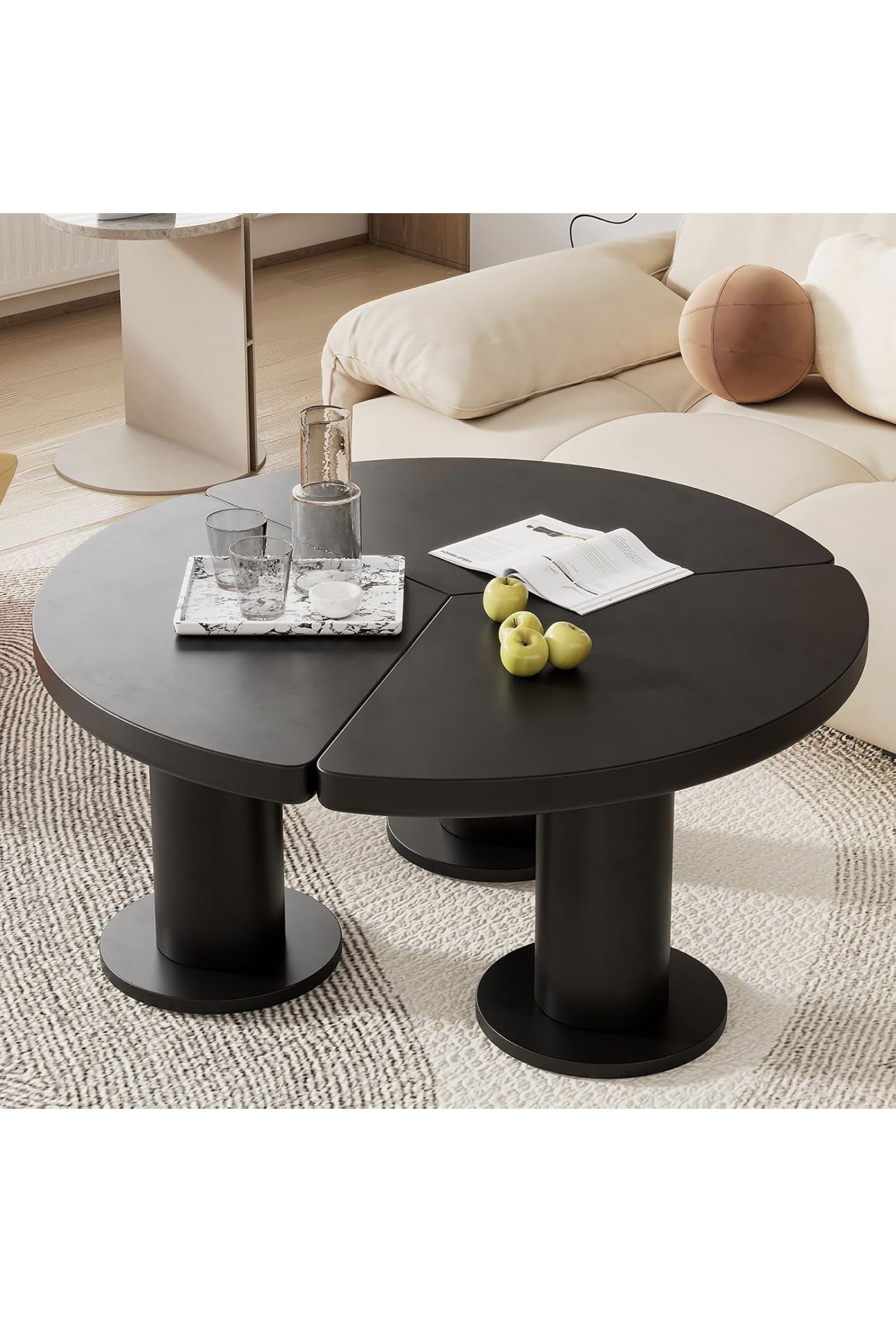 Modern Round Wooden Coffee Table – 39.4”