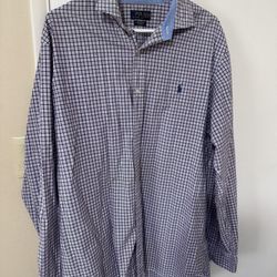Polo Ralph Lauren Blue & White Plaid Long Sleeve Button-Down Shirt Size XL