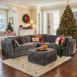 OVIOS Oversized Modular Sectional Couch, Cloud Couches for Living Room,Deep Seat Upholstered Convertible Sleeper Sofa