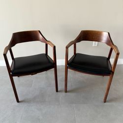 Mid-Century Modern Jasper Chair Walnut Sculptural Lounge Arm Chairs, a Pair