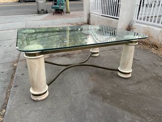 Vintage Bernhardt MCM Modern Glass Steel and Stained Wood Cocktail Coffee Table