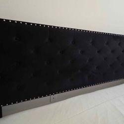 Solid King Wooden Bed with Luxurious Black Velvet Frame