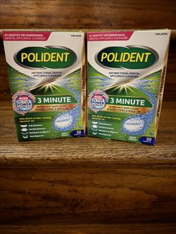 Polident 3-Minute Dental Appliance Cleanser – 2 Boxes (30 Tablets Each)