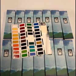 Watercolor Paint Set - Assorted Colors with Water Brushes for Watercolor Paintings & Cartoons-38