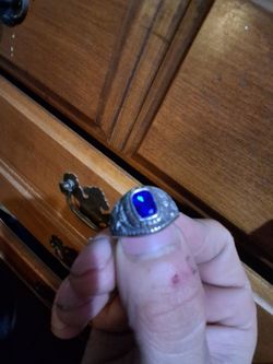 Air force blue topaz stone sterling silver men's ring