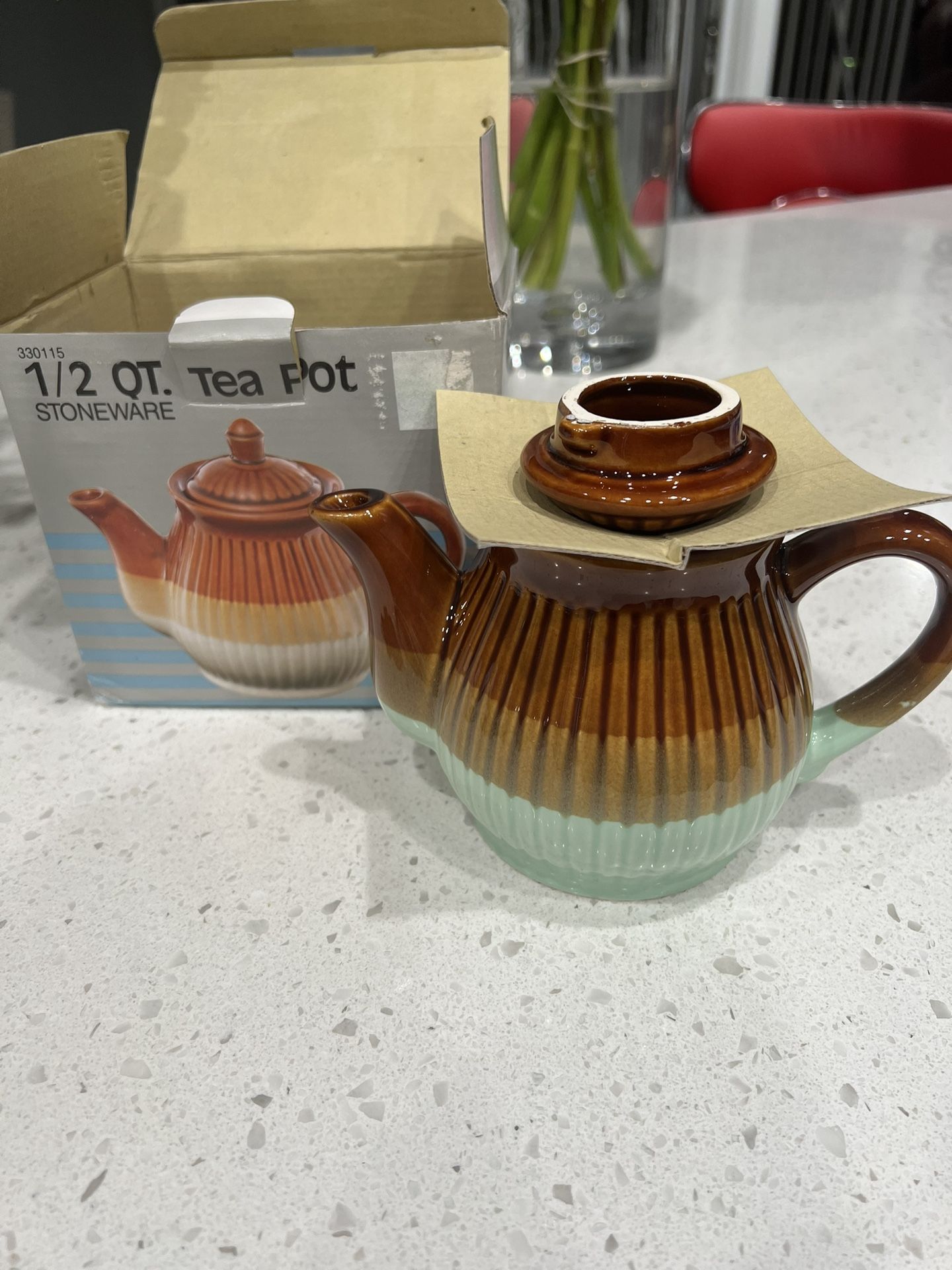 Brown teapot made in Taiwan 5.5”