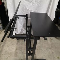 soges Mobile Standing Desk Adjustable Height, Roling Sit-Stand Desk, Small Standing Computer Desk Workstation on Wheels, Sit Stand Up Desk for Home