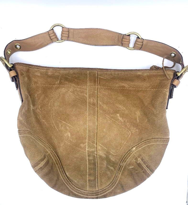 80S Vintage Coach 9177 Caramel Shoulder Bag Crossbody Leather Hobo Purse Handbag