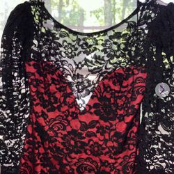 Casadei Black And Red Lace Dress 