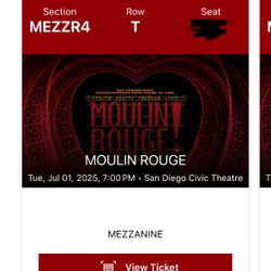 2 Tickets to Moulin Rouge the Musical on Tuesday, July 1st at 7pm PT  