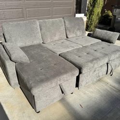 *Free Delivery* Gray Sectional Sleeper Couch Sofa