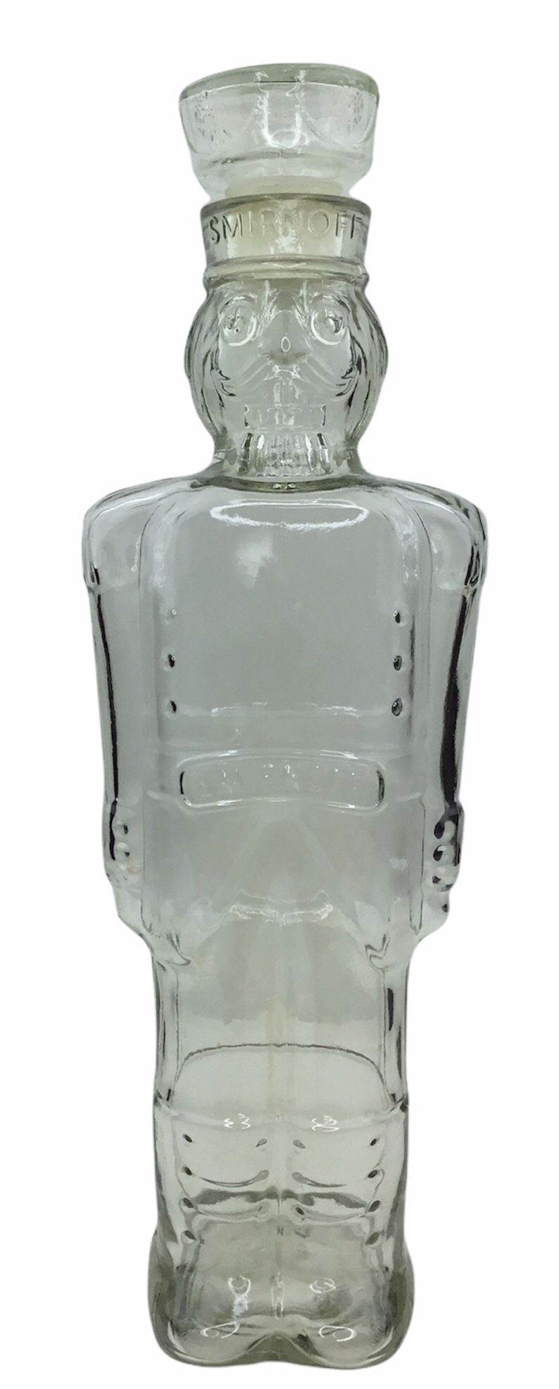 Vintage Collectible 1998 Smirnoff Vodka Toy Soldier Nutcracker Glass Empty Bottle