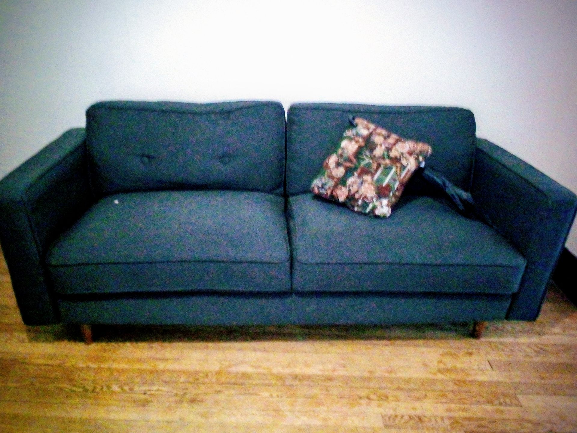 Mid-century modern navy blue couch