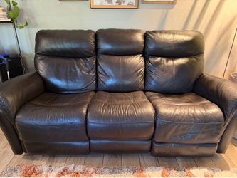 Flexsteel Zoey Power Reclining Leather Sofa & Matching Recliner – Espresso Leathe