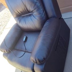 Brown Leather Electric Stand Up Recliner 