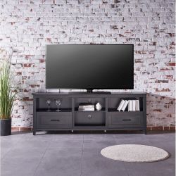 70.08 Inch Length Black TV Stand for Living Room and Bedroom, with 2 Drawers and 4 High-Capacity Storage Compartment,Suitable for fireplace