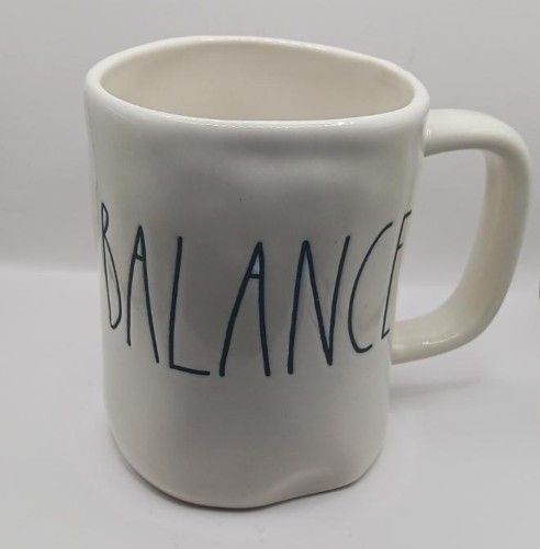 Rae Dunn ArtisanCollection by Magenta "Balance" Mug white, black letters