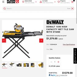 High Capacity Wet Tile Saw