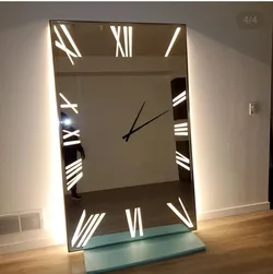 About 7ft Tall Mirrored Roman Numeral Clock With Lighting