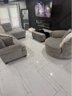 3pc Sectional with Ottoman and Swivel