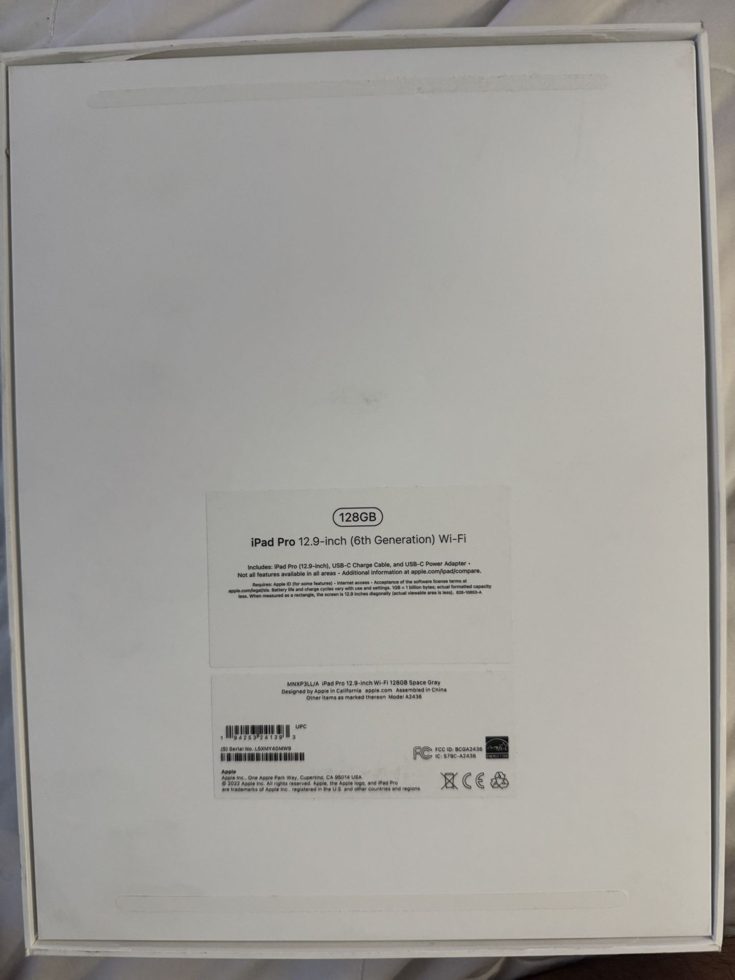 Apple 12.9" iPad Pro M1 6tha Gen Wi-Fi Space Gray