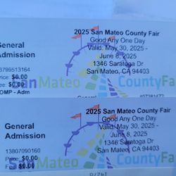 2 General Admission For San Mateo Fair 