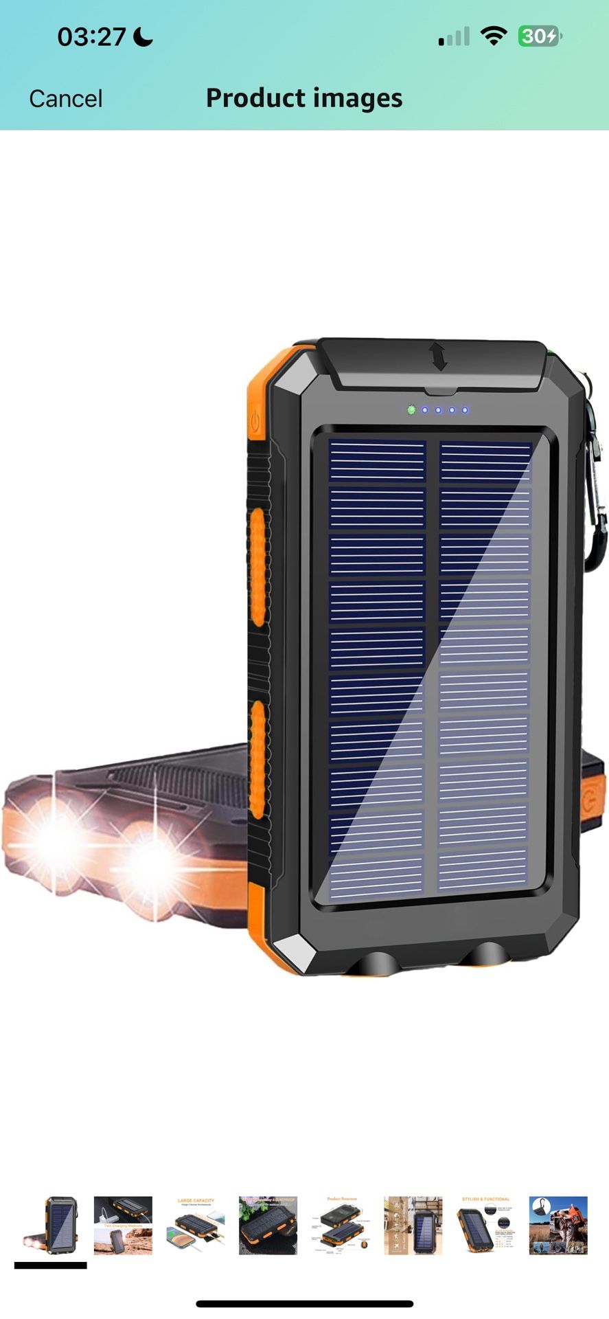 Solar Charger, 10000mAh Portable Type-C Solar Power Bank for All Cellphones, Waterproof Battery Pack, Outdoor External Backup Power Charger Three Outp