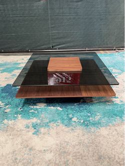 Walnut Glass Coffee Table NEW Wayfair
