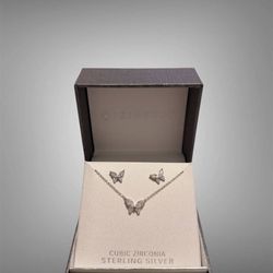 Primrose Sterling Silver Butterfly Earring And Necklace.