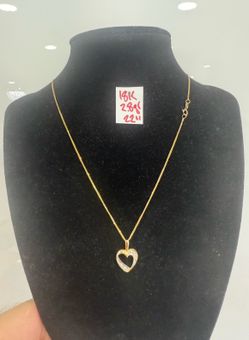For Wedding 18K Yellow Gold Chain and Pendant With 4 Natural Diamonds 💎 2.8Gr 22 Inches Long r