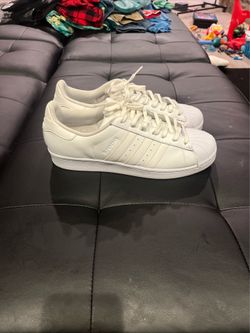 Adidas Superstar Shoes Mens Size 10 1/2  White Leather Shell Toe Sneakers B27136
