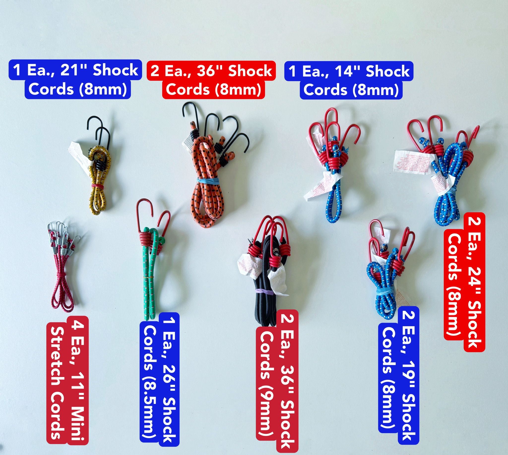 Various sizes of elastic bands (15 pieces)