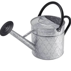 1.75 Gallon Outdoor Galvanized Metal Watering Can for Garden Plants, Vintage Zinc Watering Can with Removable Spray Spout, Ideal for Outdoor Use (Silv