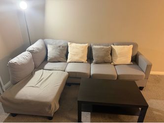 Couch, table & lamp
