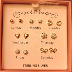 Children's Sterling Silver Earrings Sets And Bracelet NIB