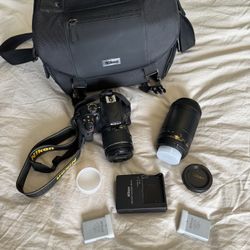 Nikon D3400 DSLR Camera + 70-300mm Lens + Bag + Extra Battery (Excellent)