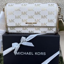 Michael Kors Metallic Logo Jacquard Crossbody, New in Box/Bolsa MK nueva