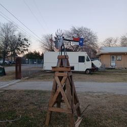 8 Foot Wooden Rustic Decorative Windmill 