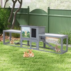 94.5″L 2-Story 3-Compartment Rabbit Hutch
