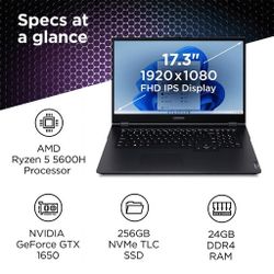 Gaming LAPTOP Legion 5, 17.3", AMD Ryzen 5 5600H, NVIDIA GeForce GTX 1650