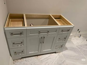 white vanity cabinets