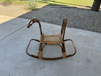 Vintage Franco Albini Mid-Century Modern Wicker Rattan Rocking Horse