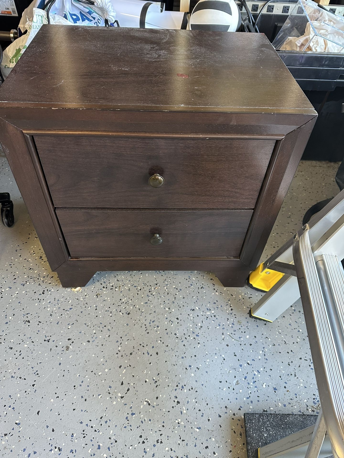 Espresso Color End Table With 2 Drawers 