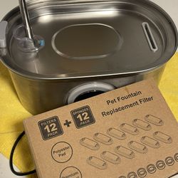 Stainless Steel Cat Water Fountain With Filters 