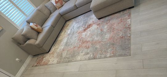 Gray/Beige/Orange 8x10 Area Rug