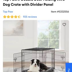 Double Door Folding Wire Dog Crate with Divider Panel