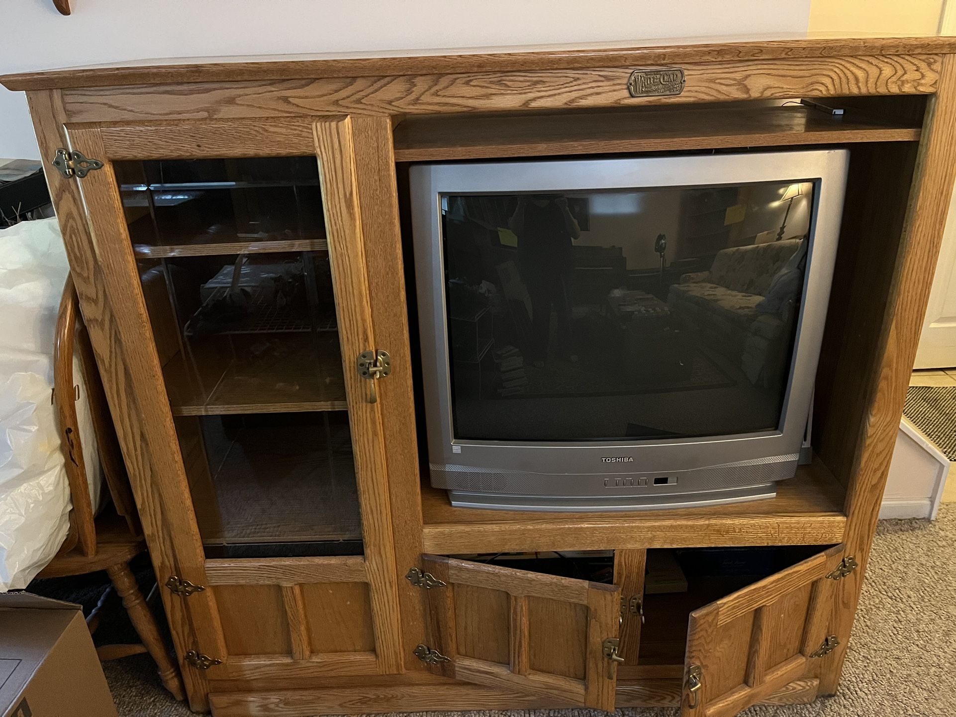 White Clad Solid Oak Entertainment Center