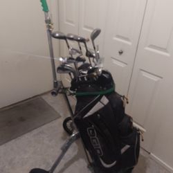 Golf Cart ,Bag ,And Clubs