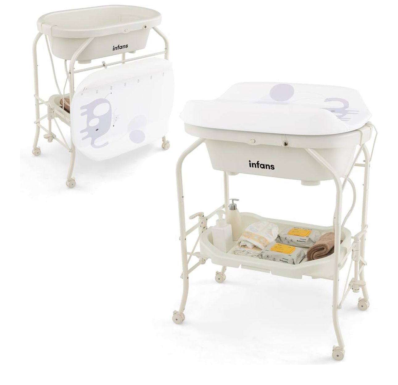 Baby bath tub with changing table infants