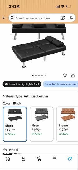 Futon bed/couch with cupholders